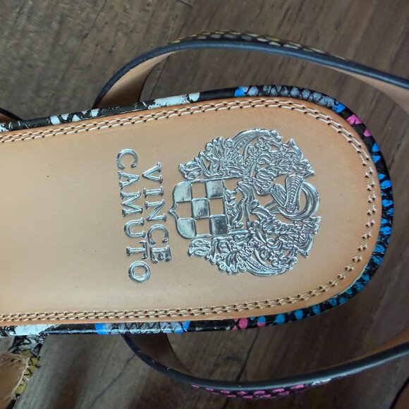 Vince Camuto Aevie Colorful Snakeskin Print Leather Platform Sandals Size 8 1/2 - Picture 4 of 11